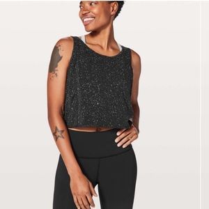 Lululemon It’s a Tie Tank Size 6 Splatter Dye Black White